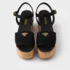 Sandalias de cuña con plataforma de ganchillo