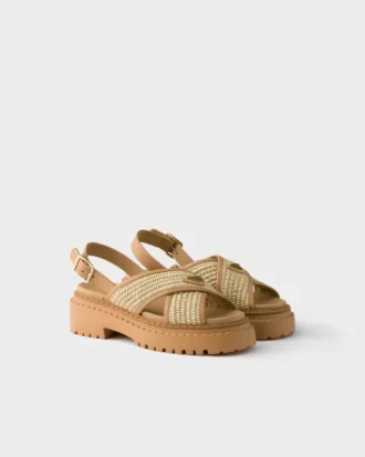 Sandalias de ganchillo y cuero