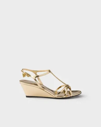 Sandalias de piel metalizada