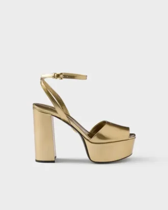 Sandalias de plataforma de cuero metalizado