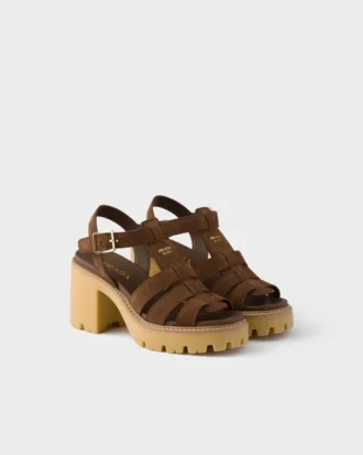 Sandalias de plataforma de gamuza con tacón alto