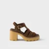 Sandalias de plataforma de gamuza con tacón alto Sandalias de plataforma de gamuza con tacón alto