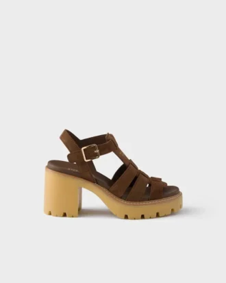 Sandalias de plataforma de gamuza con tacón alto