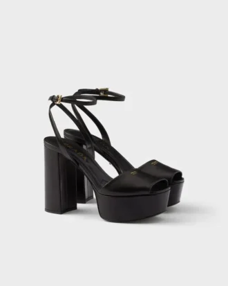 Sandalias de plataforma de piel napa