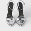 Sandalias de tacón alto de cuero metalizado