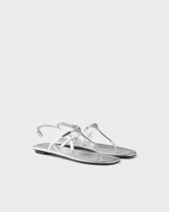 Sandalias de tiras de cuero metalizado Sandalias de tiras de cuero metalizado