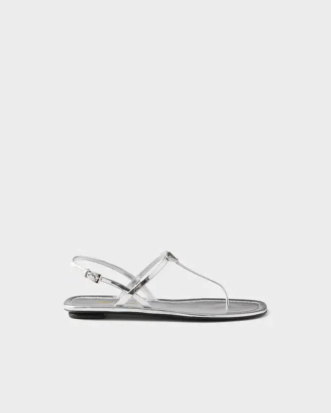 Sandalias de tiras de cuero metalizado Sandalias de tiras de cuero metalizado