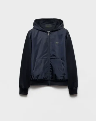 Sudadera con capucha de algodón técnico y Re-Nylon Sudadera con capucha de algodón técnico y Re-Nylon