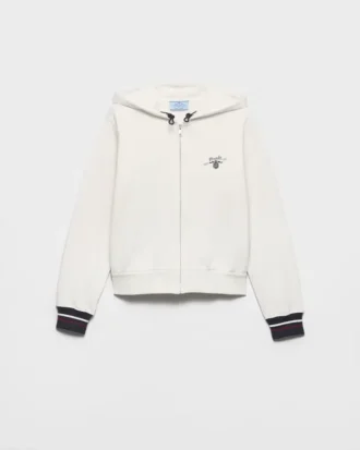 Sudadera con capucha de felpa de algodón y cremallera