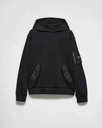 Sudadera con capucha de felpa de algodón y Re-Nylon Sudadera con capucha de felpa de algodón y Re-Nylon
