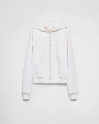 Sudadera con capucha y cremallera de cuero