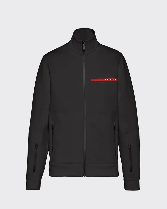 Sudadera con cremallera frontal de doble jersey técnico reciclado Sudadera con cremallera frontal de doble jersey técnico reciclado