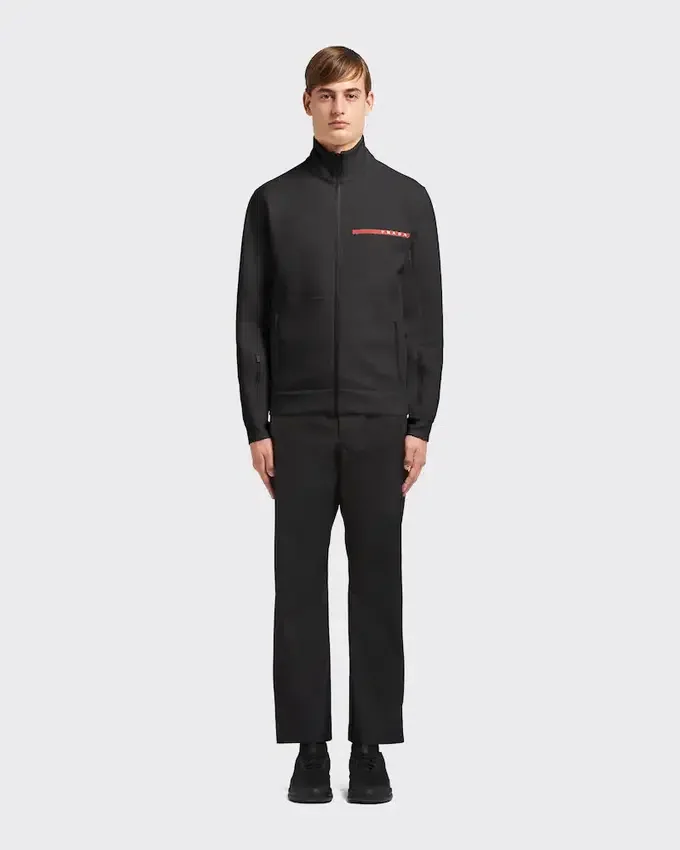 Sudadera con cremallera frontal de doble jersey técnico reciclado Sudadera con cremallera frontal de doble jersey técnico reciclado