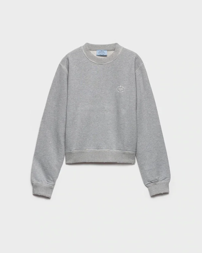 Sudadera de algodón con cuello redondo Sudadera de algodón con cuello redondo