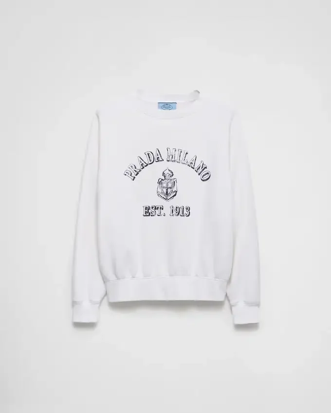 Sudadera de algodón con cuello redondo Sudadera de algodón con cuello redondo