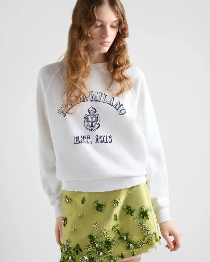 Sudadera de algodón con cuello redondo Sudadera de algodón con cuello redondo