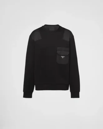 Sudadera de algodón con detalles de Re-Nylon