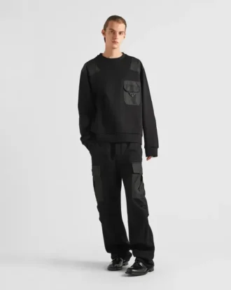 Sudadera de algodón con detalles de Re-Nylon
