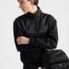 Sudadera de felpa de algodón con media cremallera y detalles de Re-Nylon Sudadera de felpa de algodón con media cremallera y detalles de Re-Nylon