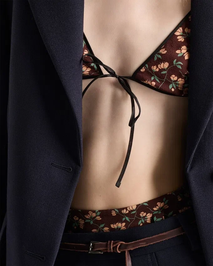 Sujetador de georgette con estampado floral Sujetador de georgette con estampado floral