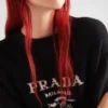 Suéter de cuello redondo con logo de Prada de cachemira y lana