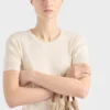 Suéter de cuello redondo de seda y algodón Suéter de cuello redondo de seda y algodón
