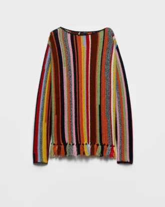 Suéter de lana multicolor con flecos