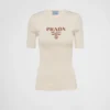 Suéter de seda de cuello redondo con logotipo Suéter de seda de cuello redondo con logotipo