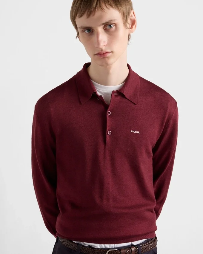 Suéter polo de lana y seda Suéter polo de lana y seda