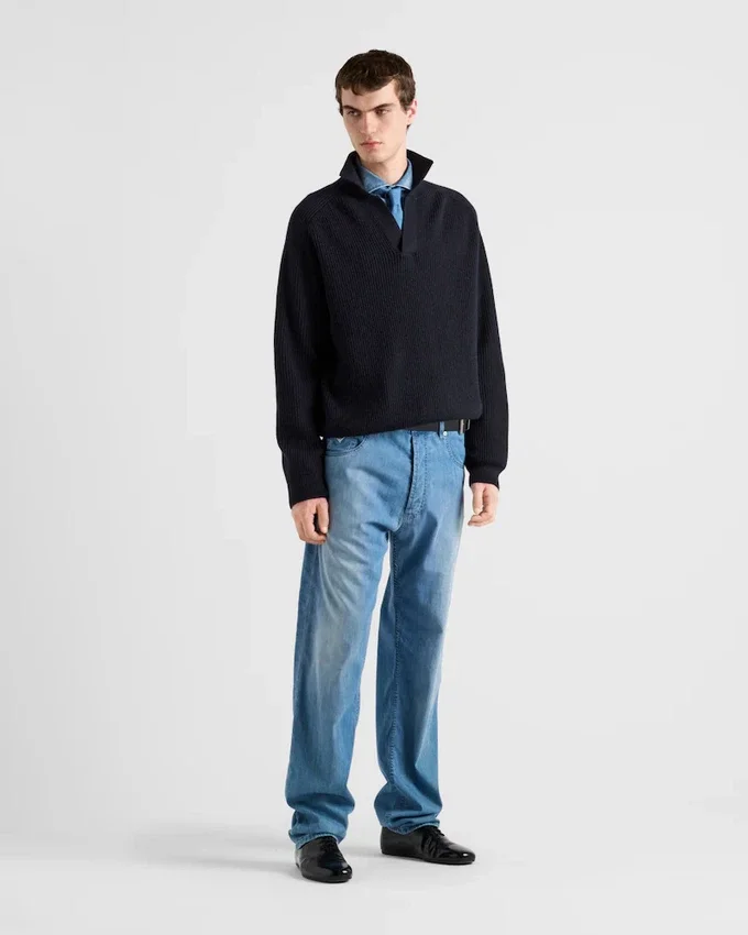 Suéter polo oversize de cachemira Suéter polo oversize de cachemira