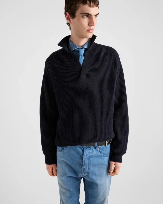Suéter polo oversize de cachemira Suéter polo oversize de cachemira