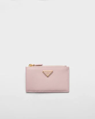 Tarjetero de piel Saffiano estampada