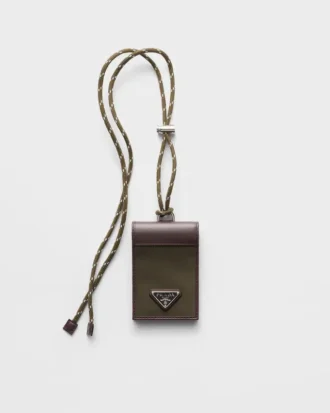 Tarjetero Prada Speedrock de Re-Nylon y cuero con correa