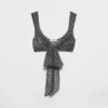 Top bralette de gasa de seda con lunares Top bralette de gasa de seda con lunares