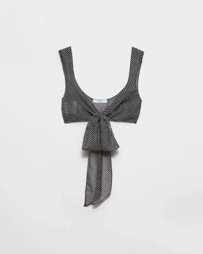 Top bralette de gasa de seda con lunares Top bralette de gasa de seda con lunares