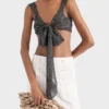 Top bralette de gasa de seda con lunares Top bralette de gasa de seda con lunares