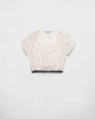 Top corto de manga corta con estampado floral de ponga