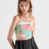 Top de algodón de punto acanalado con estampado floral Top de algodón de punto acanalado con estampado floral