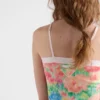 Top de algodón de punto acanalado con estampado floral Top de algodón de punto acanalado con estampado floral