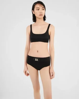 Top de bikini de tejido interlock