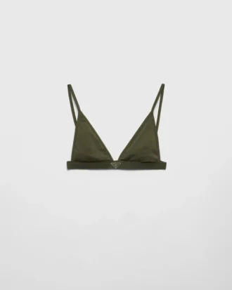 Top de bikini tipo bralette de punto acanalado