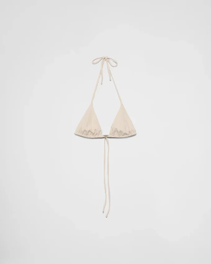 Top de bikini triangular de jersey con pedrería Top de bikini triangular de jersey con pedrería