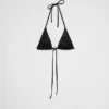 Top de bikini triangular de jersey con pedrería Top de bikini triangular de jersey con pedrería