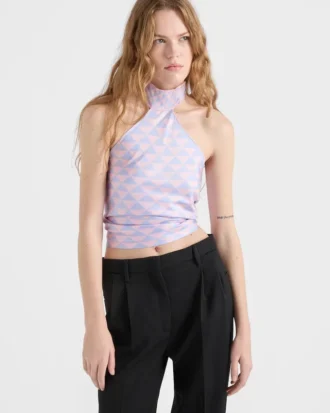 Top halter de sarga de seda estampado