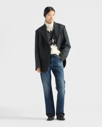 Vaqueros de denim lavado de pierna recta