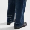 Vaqueros de denim lavado de pierna recta Vaqueros de denim lavado de pierna recta