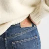 Vaqueros de denim lavado de pierna recta Vaqueros de denim lavado de pierna recta