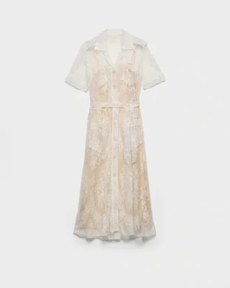 Vestido camisero de encaje