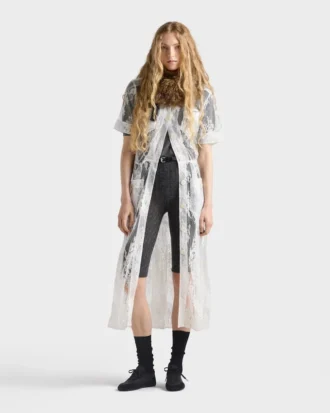 Vestido camisero de encaje