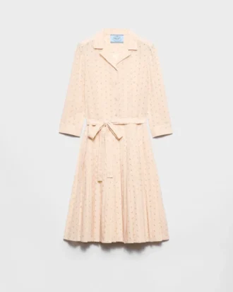 Vestido camisero de encaje calado